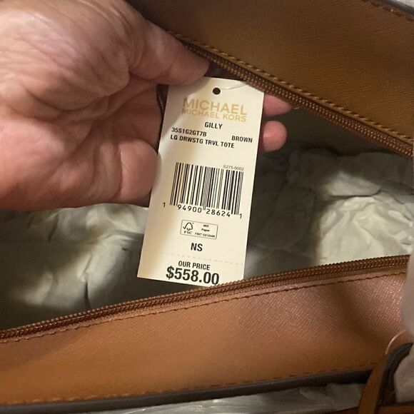 👜👜 Micheal Kors Brown Logo Gilly Drawstring Tote!! Brand New with Tags!! - Picture 6 of 8